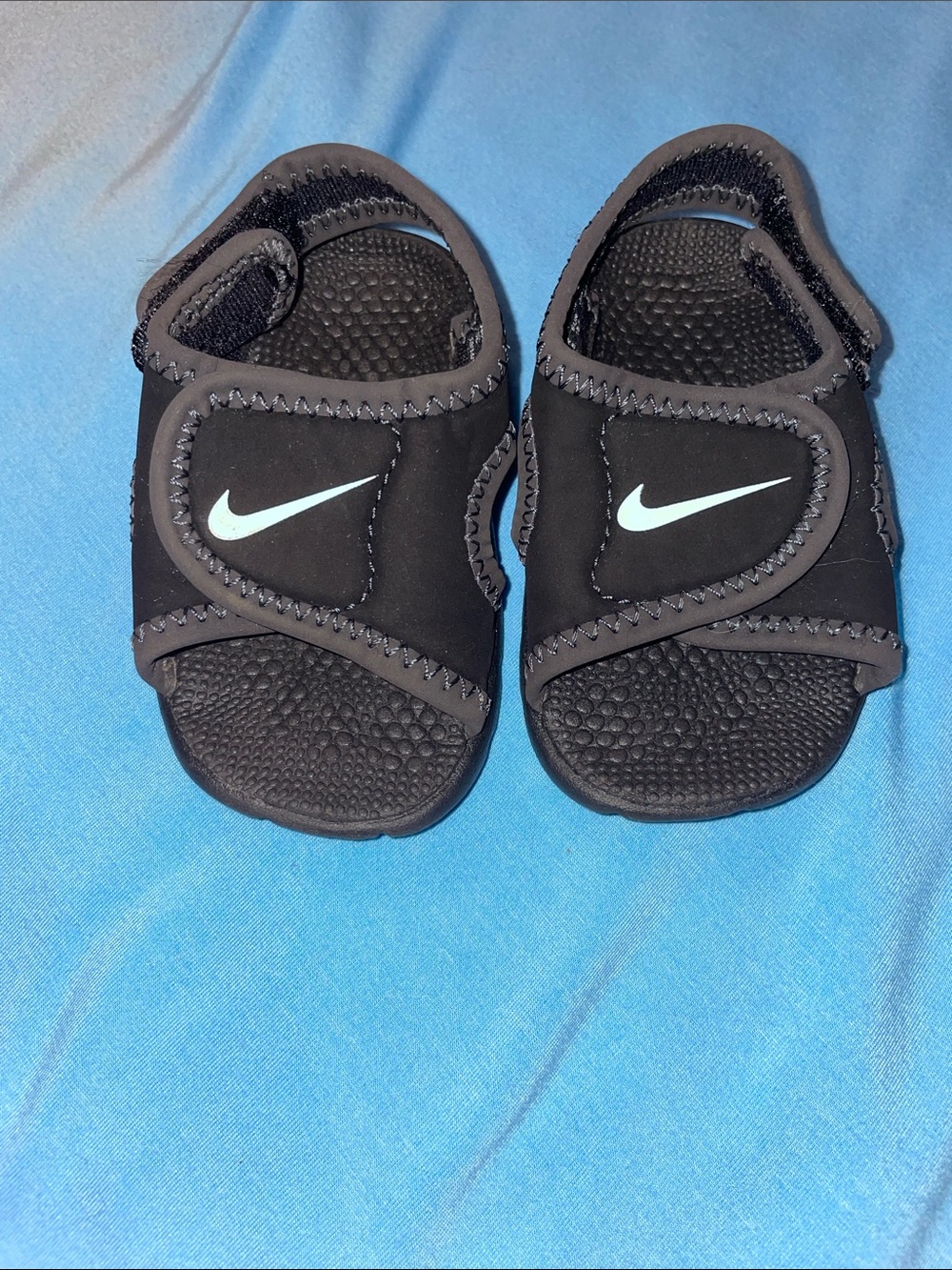 Nike infant Black Sandals with White Swoosh